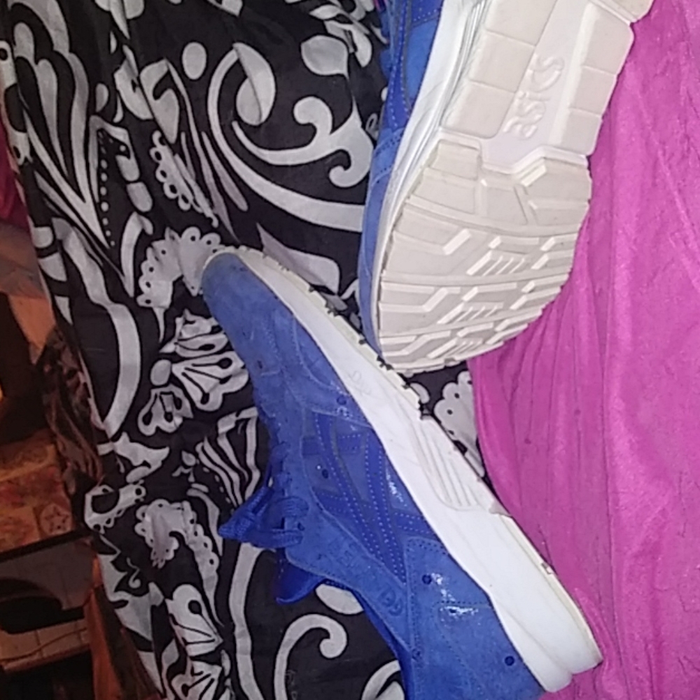 Women's royal blue and white asics